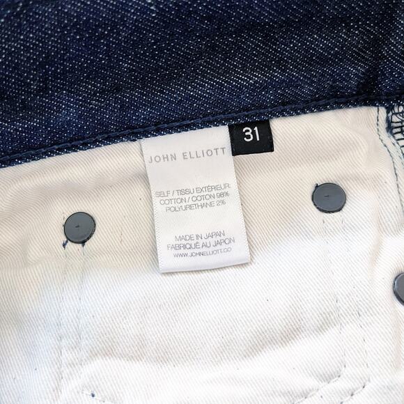 John Elliott Dark Wash Button Fly Straight Leg Selvedge Jeans - Picture 11 of 11